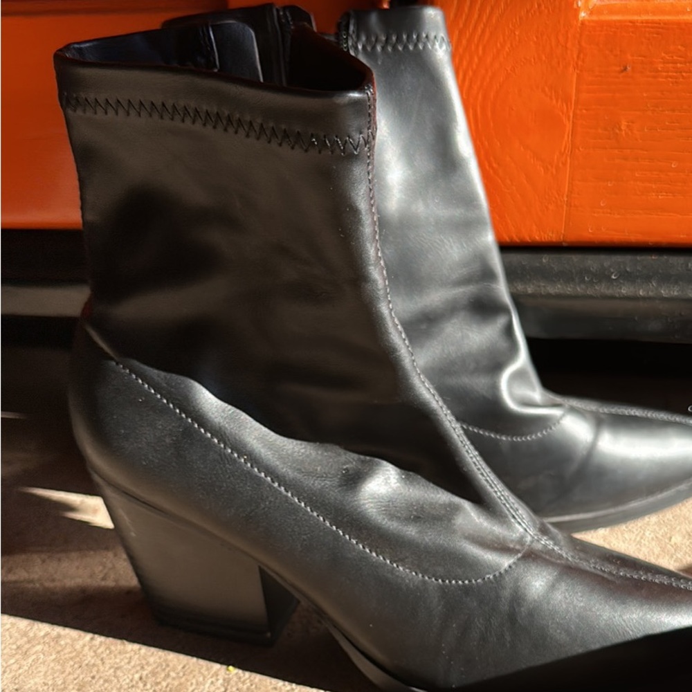 black leather boots